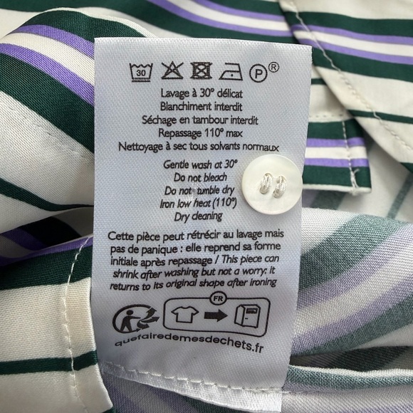 Sezane NWT Max Striped Shirt Green Purple Relaxed Fit Women's Size 34 US Size 2 - Picture 10 of 12